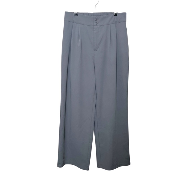 Halara Wide Leg Trousers Women’s Large Petite Gray Work Stretch High Rise - Picture 2 of 10